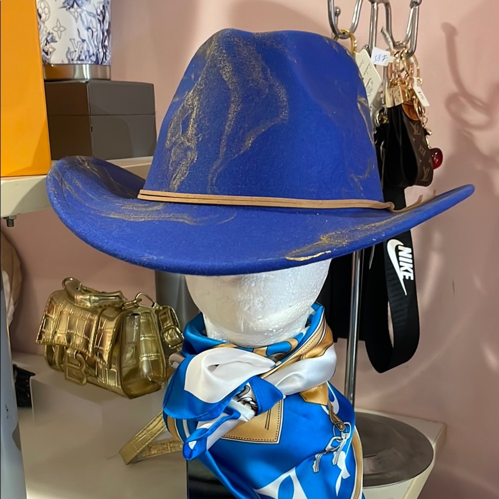 NWT Marble Royal Blue Hat